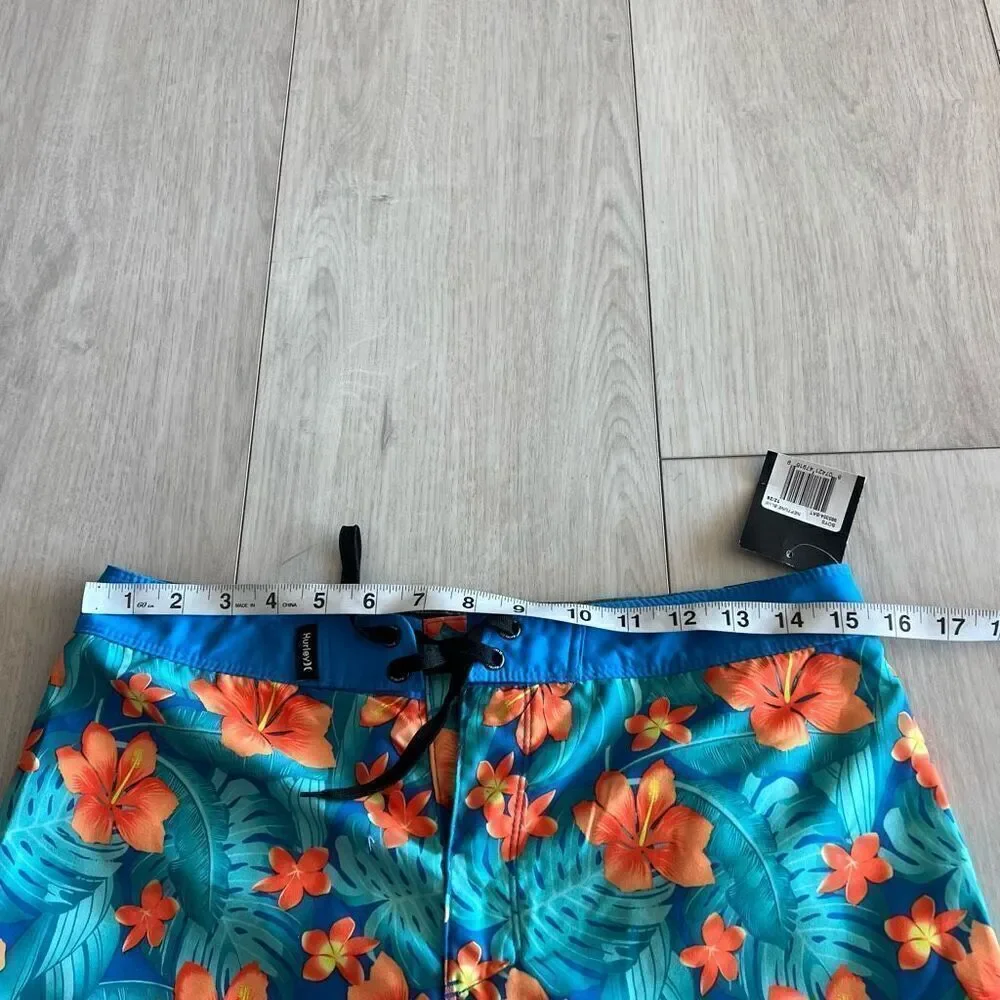 Hurley Phantom Board Shorts Boy's size 18/29 Turquoise Tropical Floral Hibiscus